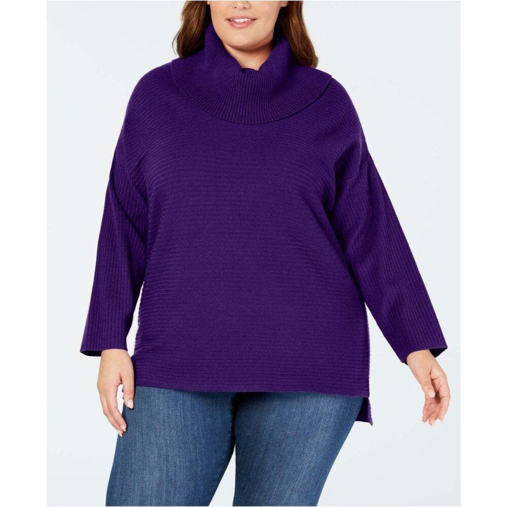 Style & Co Womens sz 0X Purple Turtleneck Knit Dolman Sleeve Sweater NEW